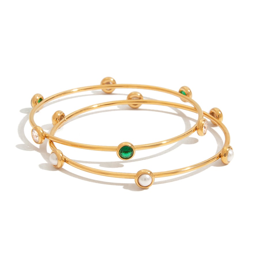 1 Piece Classic Series Retro Geometric Stainless Steel Gold Color Women's Bangles Picture6