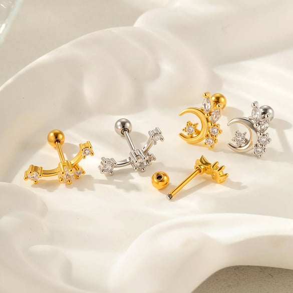 1 Stück Kupfer Zirkon Piercings Ohrring 2