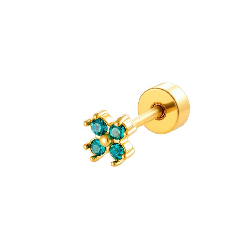 1 Adet Bakır Altın Rengi Zirkonyum Piercing Küpe 
