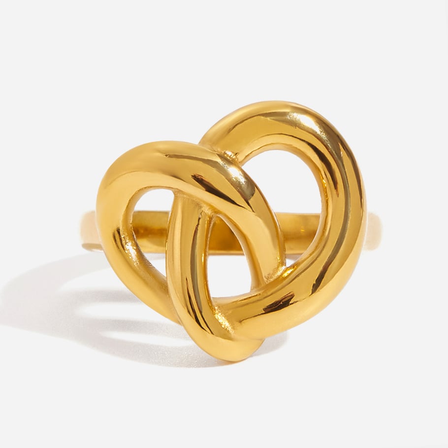 1 Piece Romantic Pretzel Shape Stainless Steel Gold Color Statement Rings Picture5