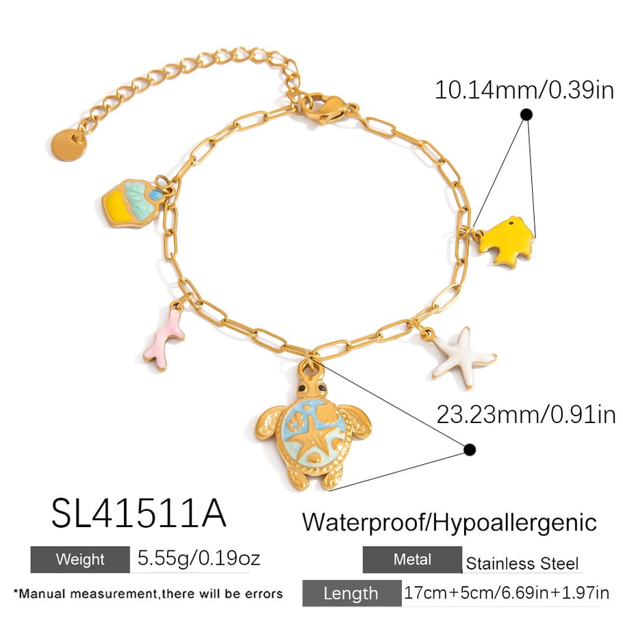1 Piece Oceanic Stainless Steel Gold Color Charm Bracelet Picture2
