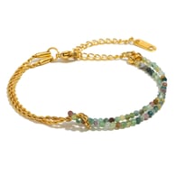 Bracelet chaîne torsadée avec coutures en pierre naturelle - or - 6 Image6