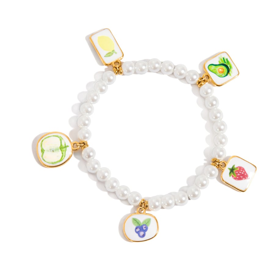 1 Stück Romantische Kirsche Edelstahl Gold Farbe Damen Charm Armbänder 