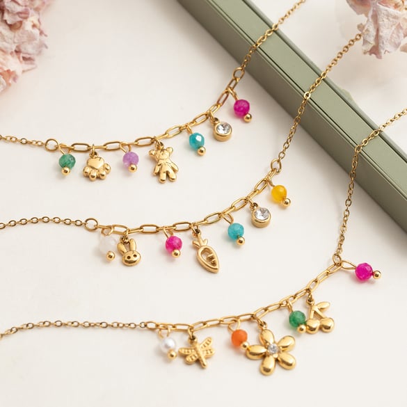 1 Piece Colorful Series Elegant Flower Stainless Steel Gold Color Women's Charm Bracelets