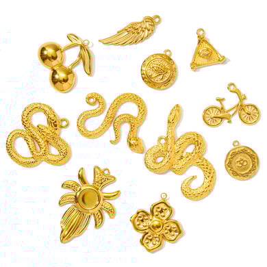 1 pieza de colgantes de serpiente de acero inoxidable color dorado para mujer, serie clásica DIY h5 Imagen3