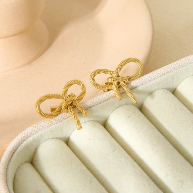 Romantische serie elegante strikknoop oorbellen van roestvrij staal voor dames h5 Afbeelding4