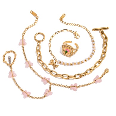1 Piece Romantic Series Cute Butterfly Stainless Steel Gold Color Women's Chain Bracelets h5 Picture7