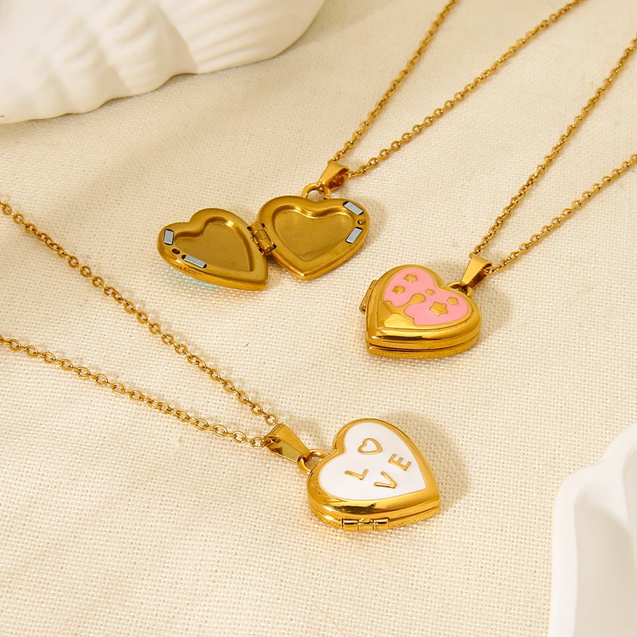 Sweet Heart Stainless Steel Gold Color Women's Pendant Necklaces h5Picture3