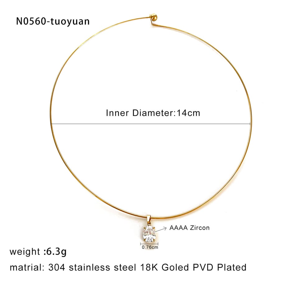 1 Piece Simple Stainless Steel Gold Color Pendant Necklace