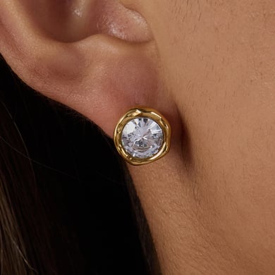 1 Paar Damen-Ohrstecker aus Edelstahl mit geometrischem Muster in Goldfarbe h5 Bild6