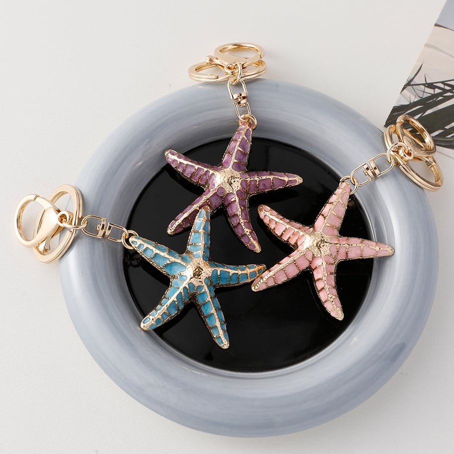 1 Piece Starfish Alloy Keychain Picture2