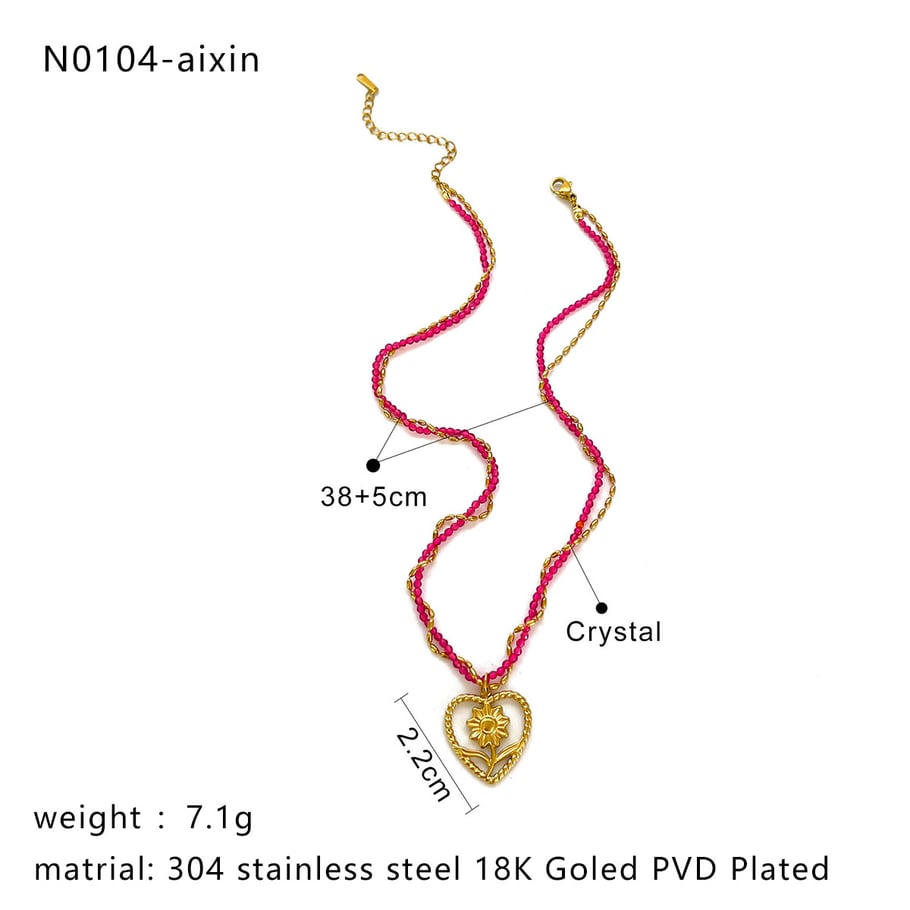 Collana con ciondolo a forma di cuore color oro in acciaio inossidabile da 1 pezzo Immagine2