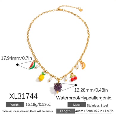 1 Pair Luxurious Series Casual Plant Stainless Steel   Gold Color  Women's Pendant Necklaces h5 Picture2