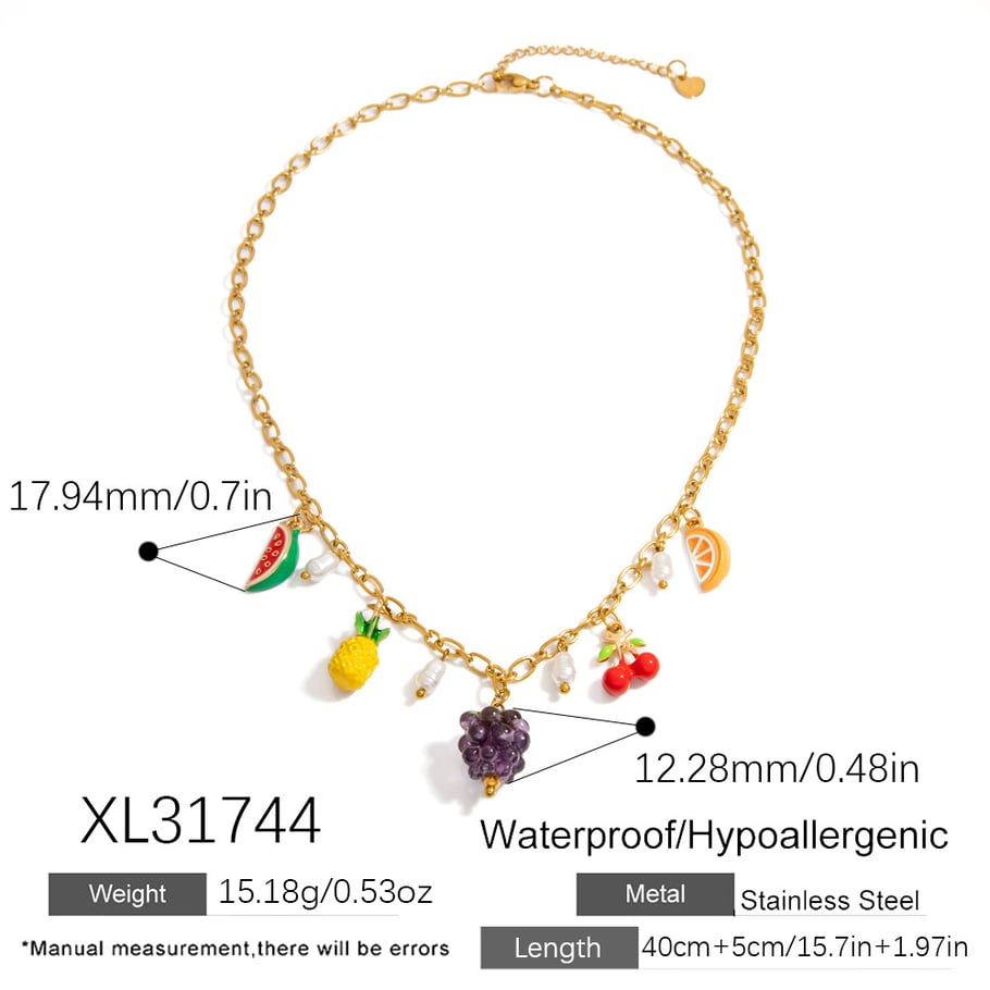 1 Pair Luxurious Series Casual Plant Stainless Steel   Gold Color  Women's Pendant Necklaces Picture2