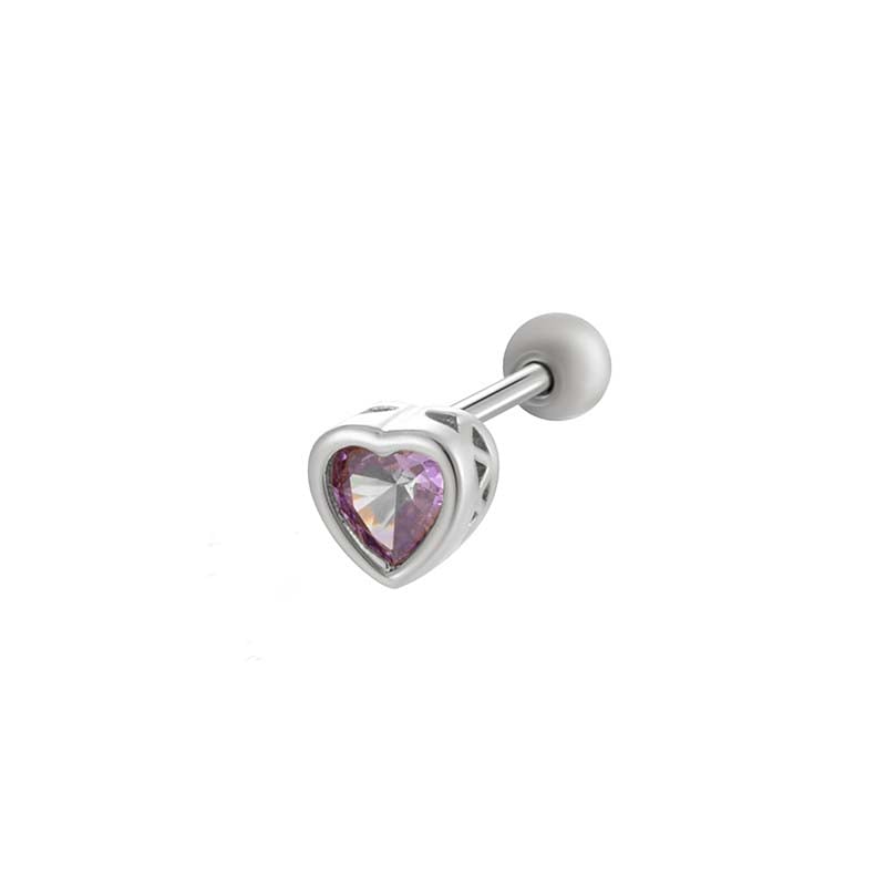 1 Piece Classic Heart Copper Zircon Women's Piercing Earrings 