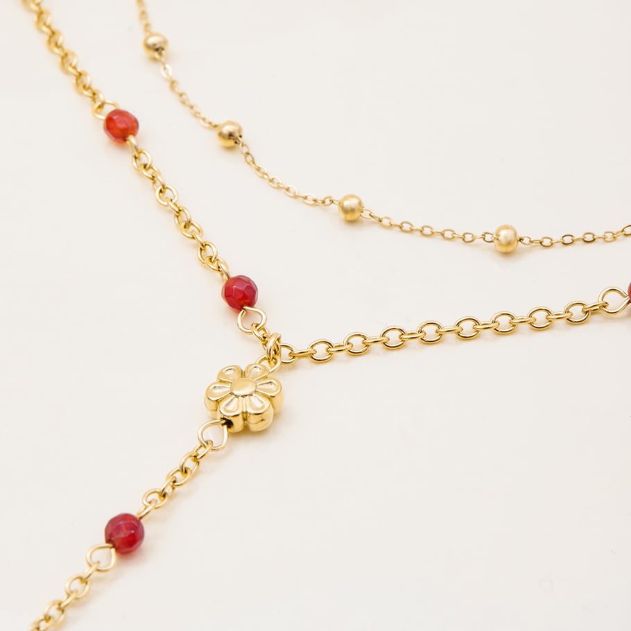 Collier multicouches sophistiqué en acier inoxydable doré pour femme, 1 pièce, motif cœur Image8
