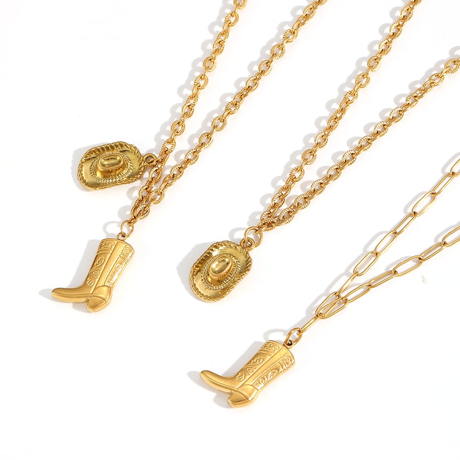 1 stuk laars roestvrij staal goudkleurige hanger ketting Afbeelding3