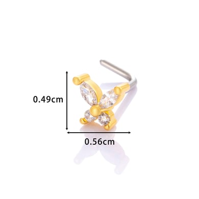 1 stuk koperen gouden zirkonia neuspiercing h5 Afbeelding2