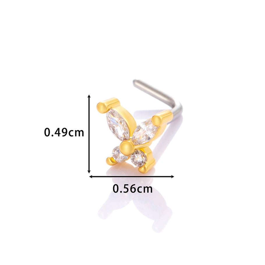 1 stuk koperen gouden zirkonia neuspiercing Afbeelding2
