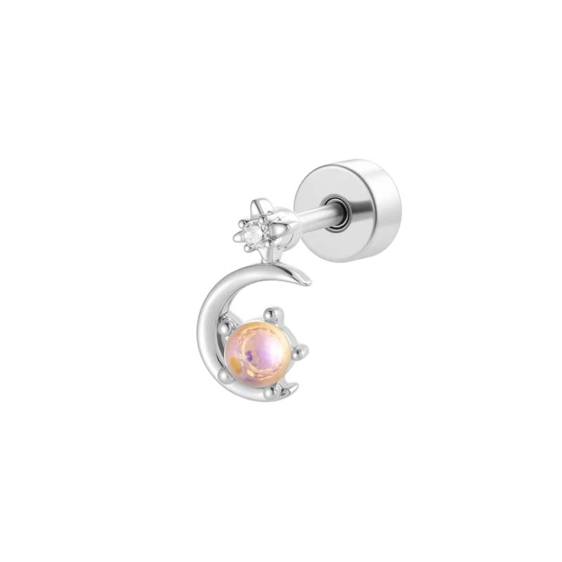 1 Piece Copper Gold Color Zircon Piercings Earrings 