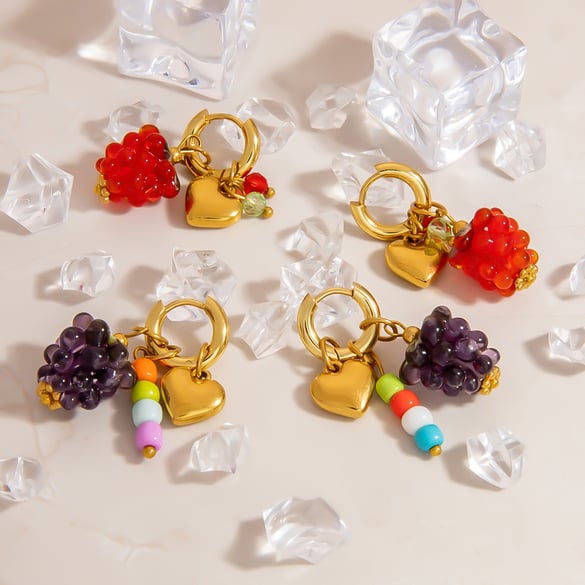 1 Piece Cute Fruit Stainless Steel  Gold Color Drop Earrings 2