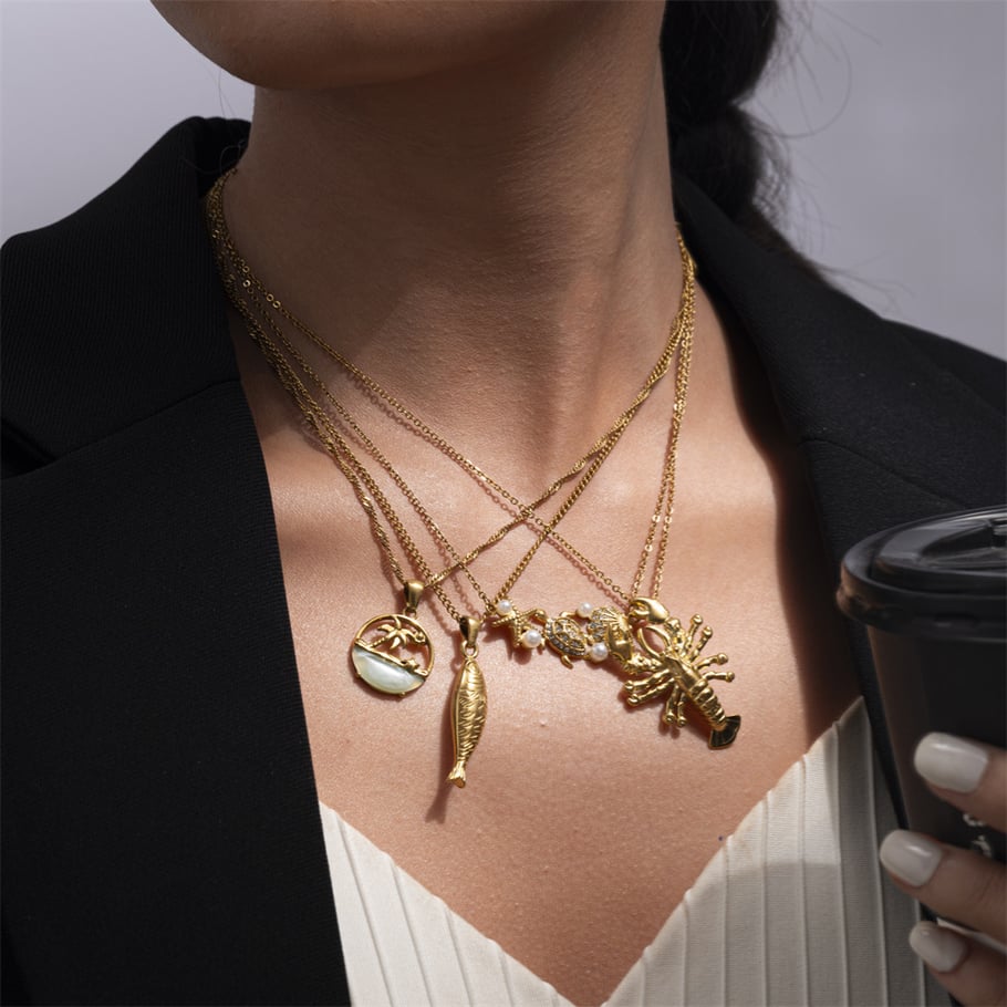 1 Piece Stainless Steel Gold Color Pendant Necklaces h5Picture3