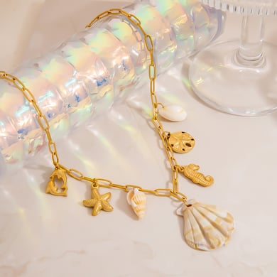 1 Piece Oceanic Stainless Steel Gold Color Pendant Necklace h5 Picture4