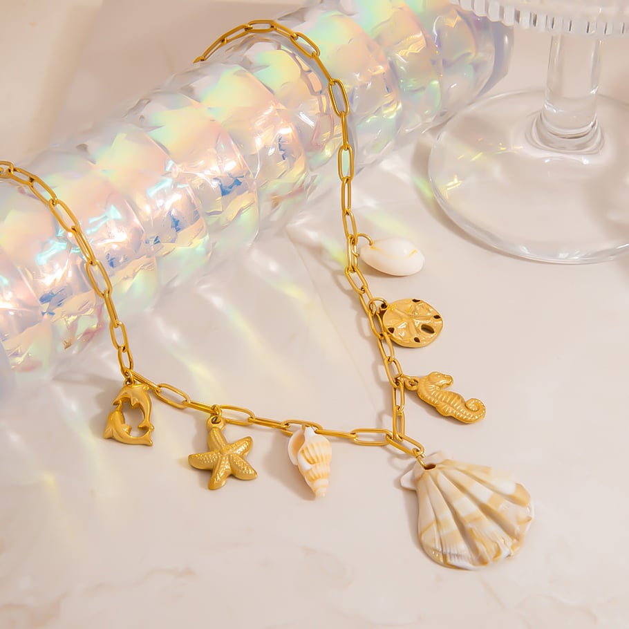 1 Piece Oceanic Stainless Steel Gold Color Pendant Necklace Picture4