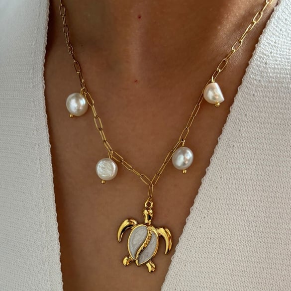 1 Piece Turtle Stainless Steel Gold Color Pendant Necklace 2