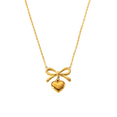 Collares colgantes de acero inoxidable color dorado con forma de corazón para mujer h5 Imagen4