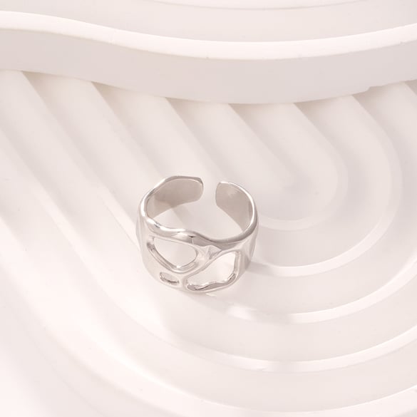 1 Piece Simple Series Classic Geometric Stainless Steel Gold Color Statement Rings 2