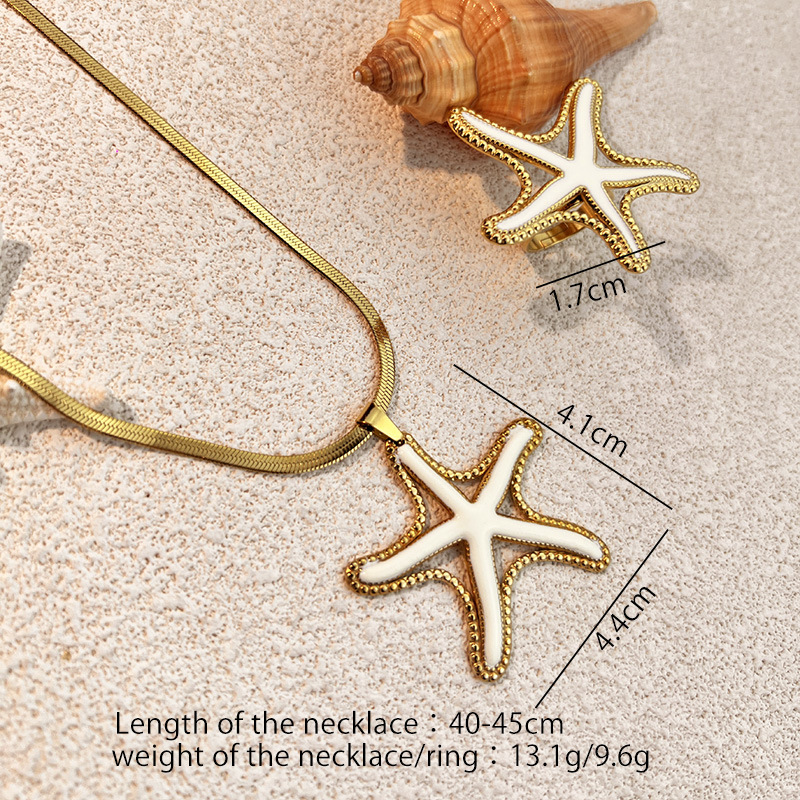 1 Piece Starfish Stainless Steel Gold Color Pendant Necklace Picture4