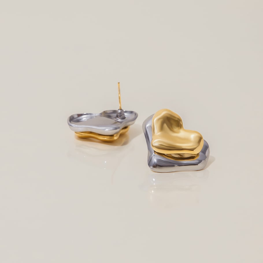 1 Paar einfache Serie Sweet Heart Edelstahl Gold Farbe Damen Ohrstecker Bild6