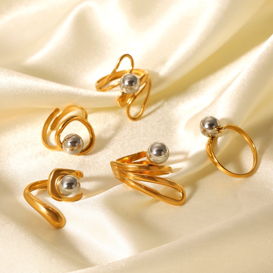 Simple Mixed Color Stainless Steel   Gold Color  Statement Rings Picture5
