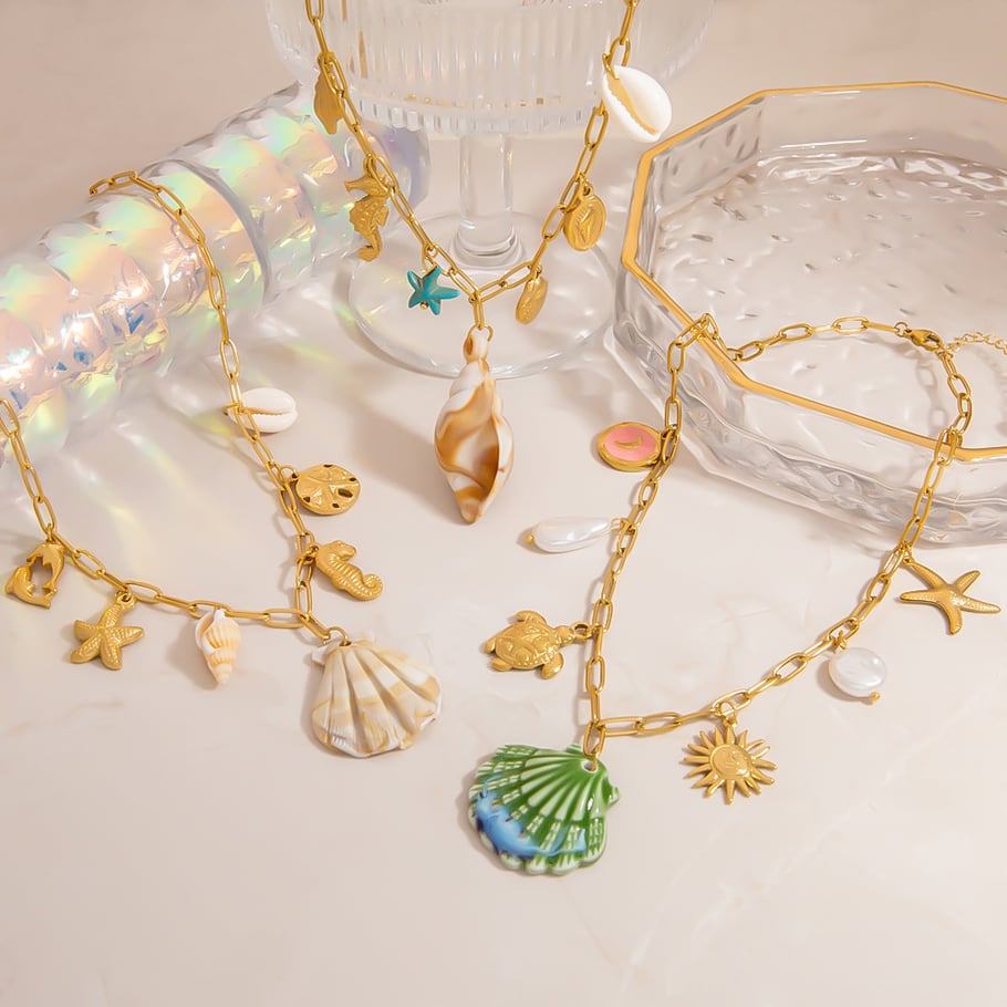 1 Piece Oceanic Stainless Steel Gold Color Pendant Necklace Picture3