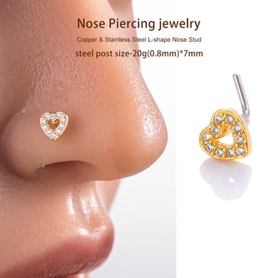 1 pezzo di perno nasale in zircone color rame e oro h5 Immagine4