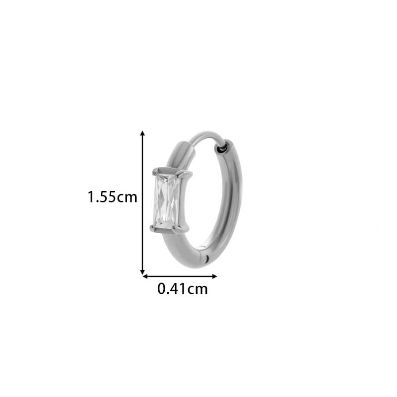 Boucles d&#39;oreilles créoles en acier inoxydable avec zircon couleur or pour femme, 1 pièce Image2