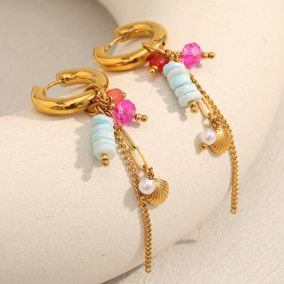 1 paire de boucles d&#39;oreilles pendantes design en pierre naturelle pour femme Image2
