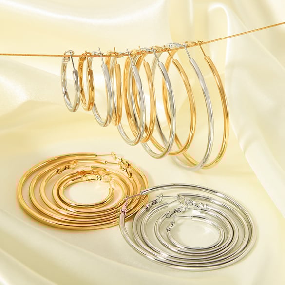 1 Pair Simple Stainless Steel Hoop Earrings