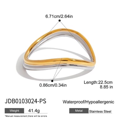 1 brazalete clásico irregular de acero inoxidable para mujer h5 Imagen2
