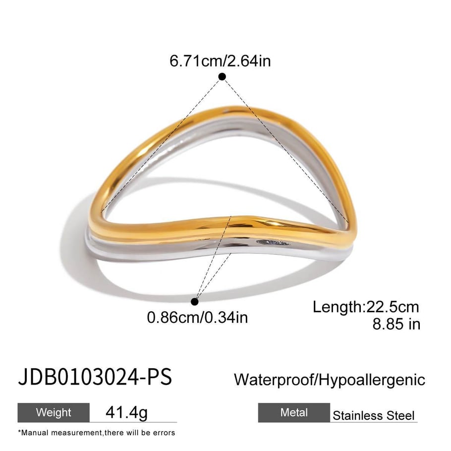1 brazalete clásico irregular de acero inoxidable para mujer Imagen2