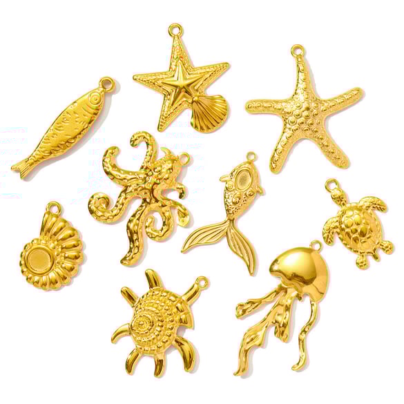 1 Piece Simple Series DIY Conch Stainless Steel Gold Color Women's Pendants