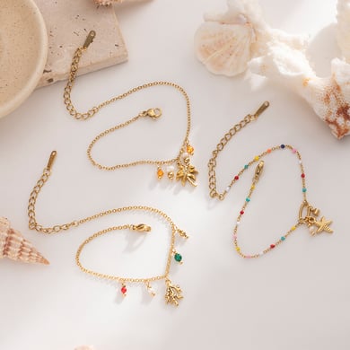 Braccialetti con ciondoli color oro in acciaio inossidabile oceanico da 1 pezzo h5 Immagine4
