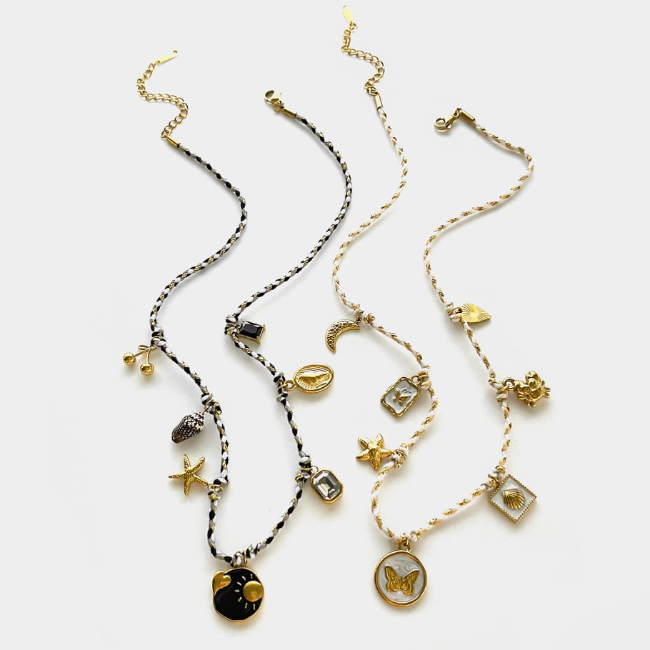 Collana con ciondolo a forma di farfalla in acciaio inossidabile color oro, 1 pezzo Immagine6