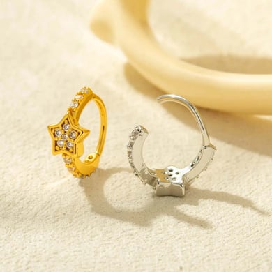 1 piercing de nez pour femme en forme d&#39;étoile brillante, couleur cuivre et or, zircon h5 Image3