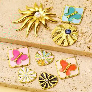 1 Stück Romantische Serie DIY Herz Edelstahl Gold Farbe Damen Anhänger h5 Bild4