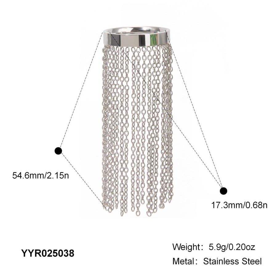 Bague de déclaration en acier inoxydable à pompon 1 pièce 