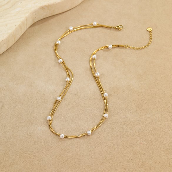 Elegante Edelstahl Gold Farbe Damen Kette Halsketten