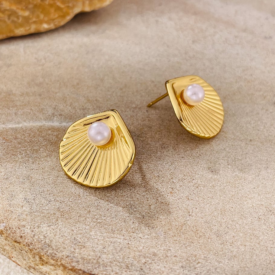 1 par de aretes de botón de acero inoxidable dorados con diseño de tortuga de la serie Simple Daily para mujer Imagen5