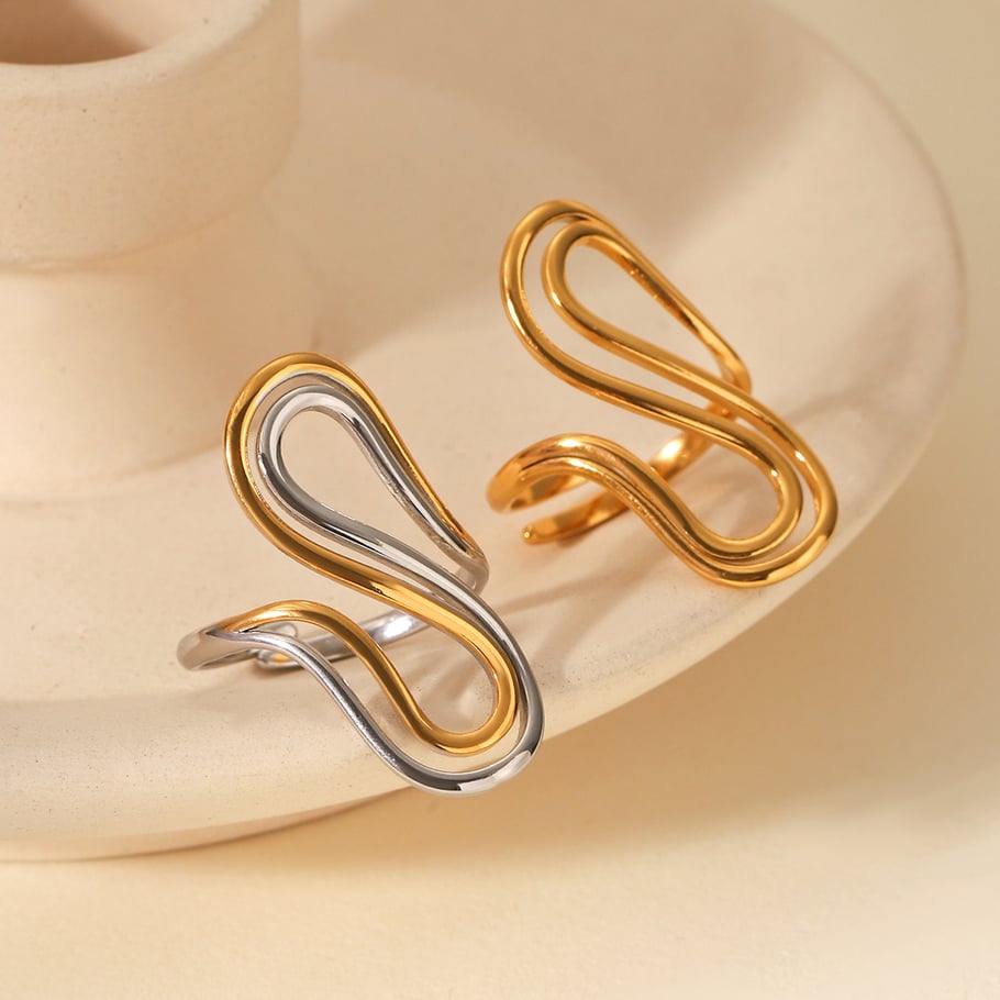 Casual Geometric Stainless Steel  Gold Color Women's Adjustable Rings Picture6